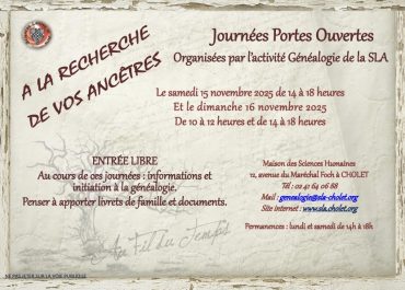 Portes Ouvertes Généalogie - 15 et 16 Novembre 2025